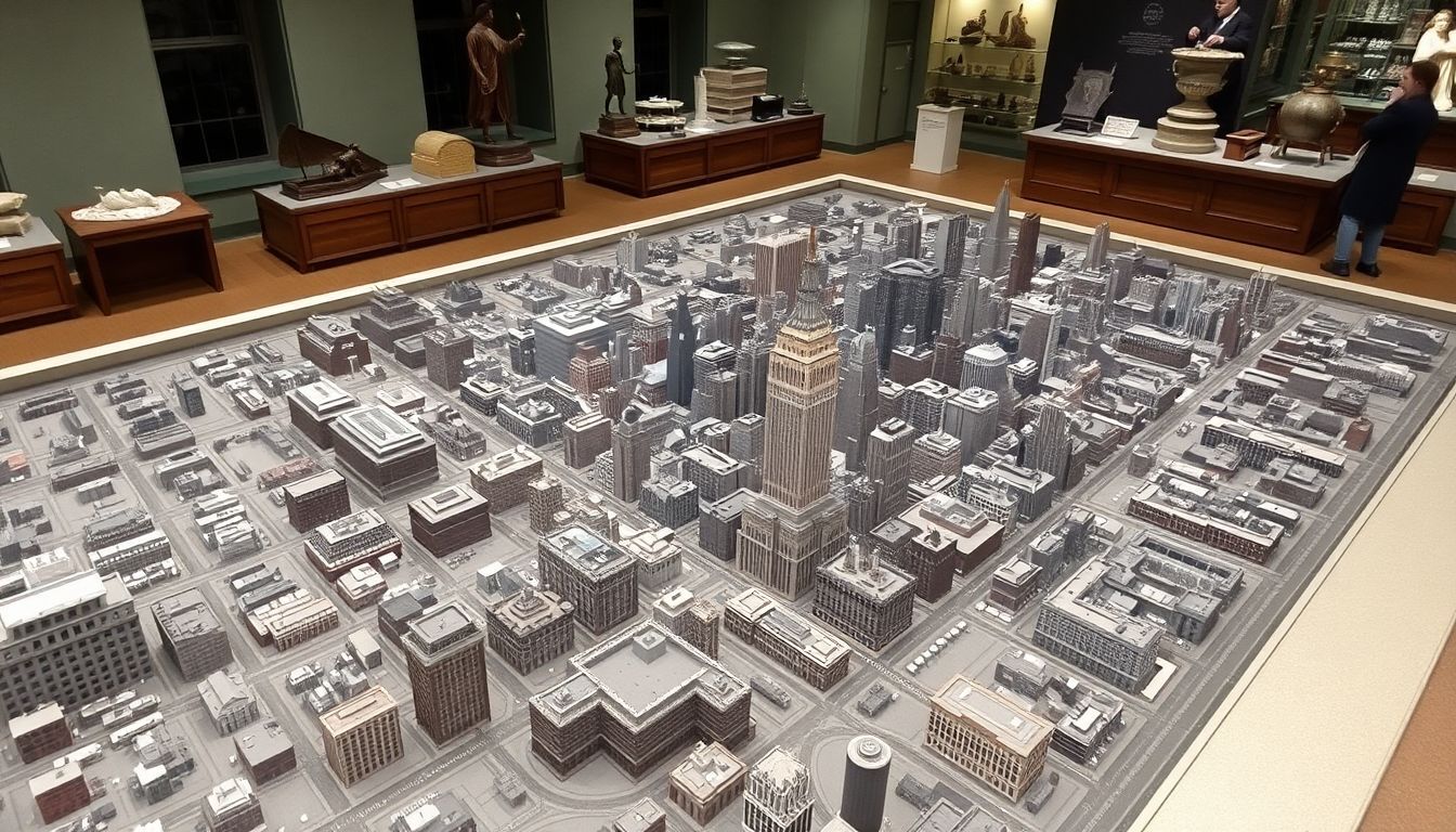 An aerial view of the Panorama of the City of New York at the Queens Museum.