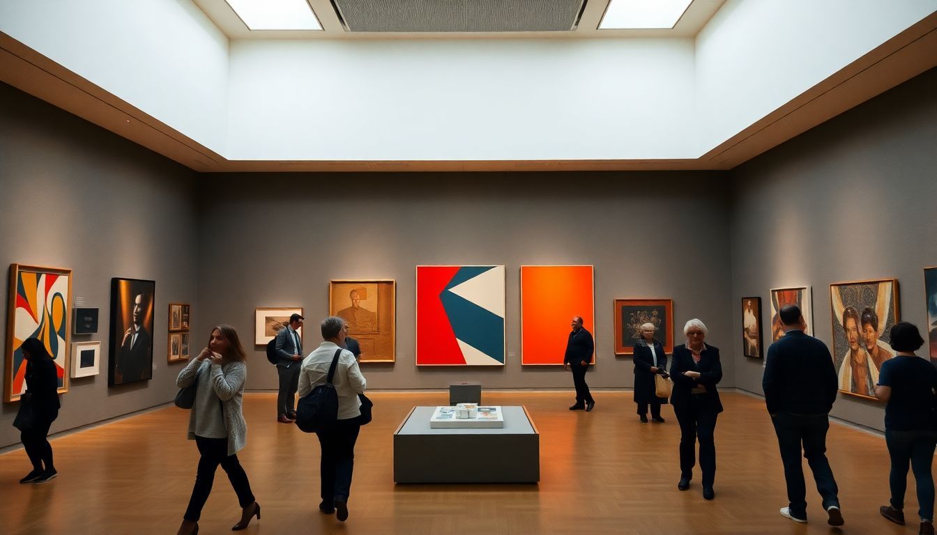 A photo of MoMA's modern art collection featuring various contemporary pieces.